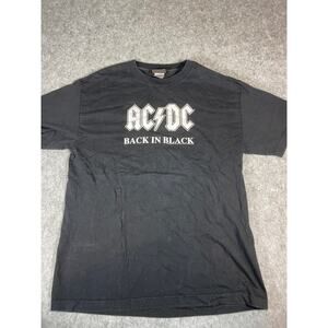 Vintage ACDC Back In Black T Shirt Mens Large Black Short Sleeve Retro Y2K